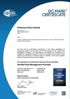 Certificado GC-Mark de American Pest